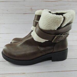 Rocket Dog Ankle Boots Womens Size 7 Faux Fur Trim Side Zip Bootie‎ C345